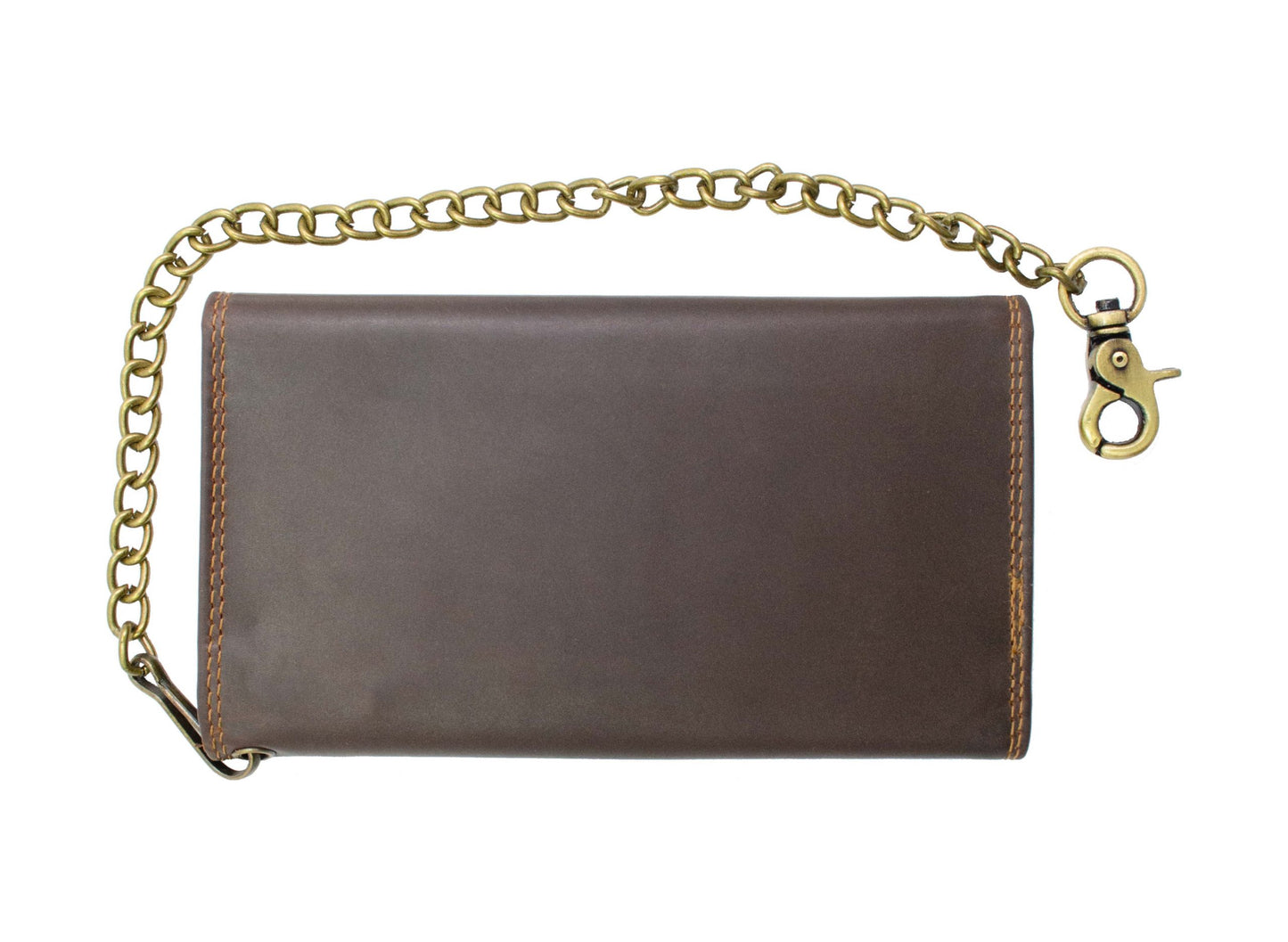 Hunter Brown Vintage Leather Men's Biker Long Wallet Steel Chain Trucker Motorcyclist Premium Cowhide