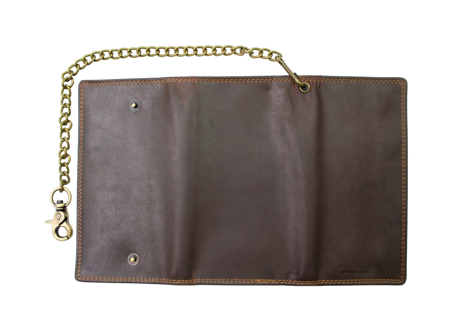 Hunter Brown Vintage Leather Men's Biker Long Wallet Steel Chain Trucker Motorcyclist Premium Cowhide