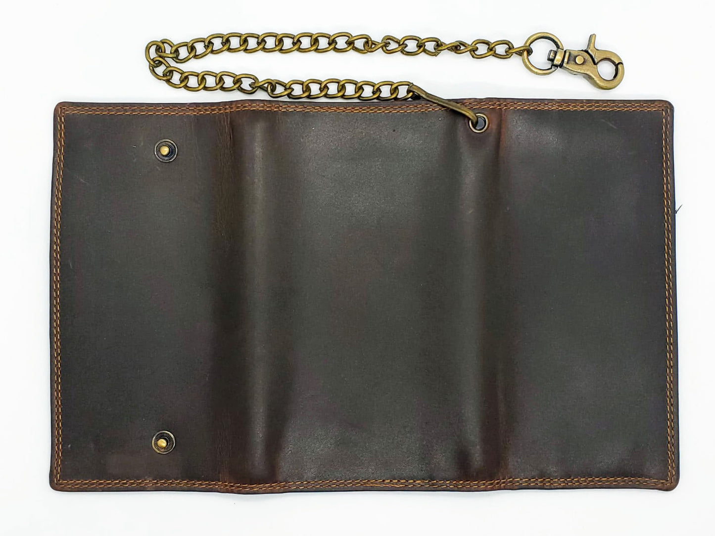 Hunter Brown Vintage Leather Men's Biker Long Wallet Steel Chain Trucker Motorcyclist Premium Cowhide
