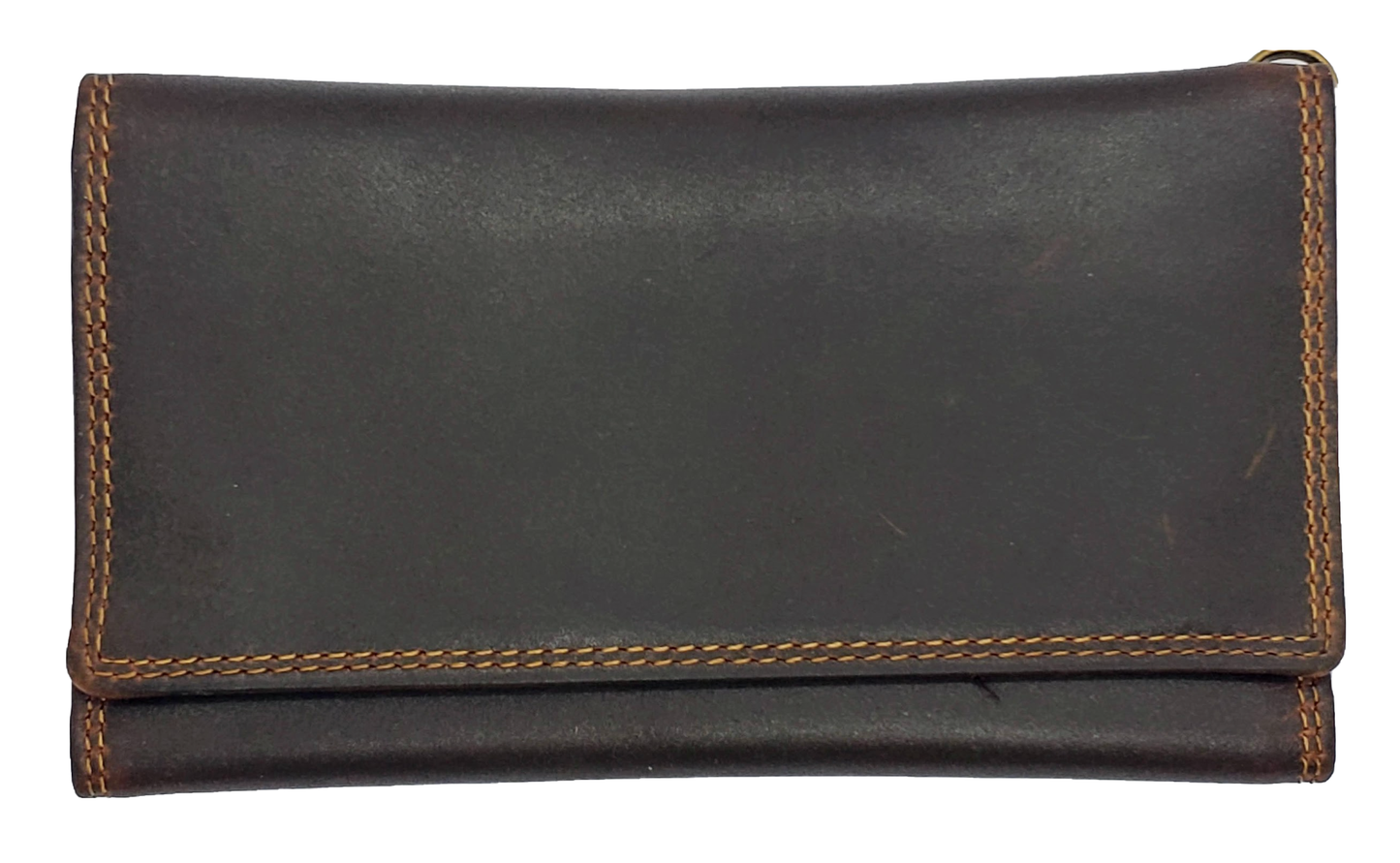 Hunter Brown Vintage Leather Men's Biker Long Wallet Steel Chain Trucker Motorcyclist Premium Cowhide