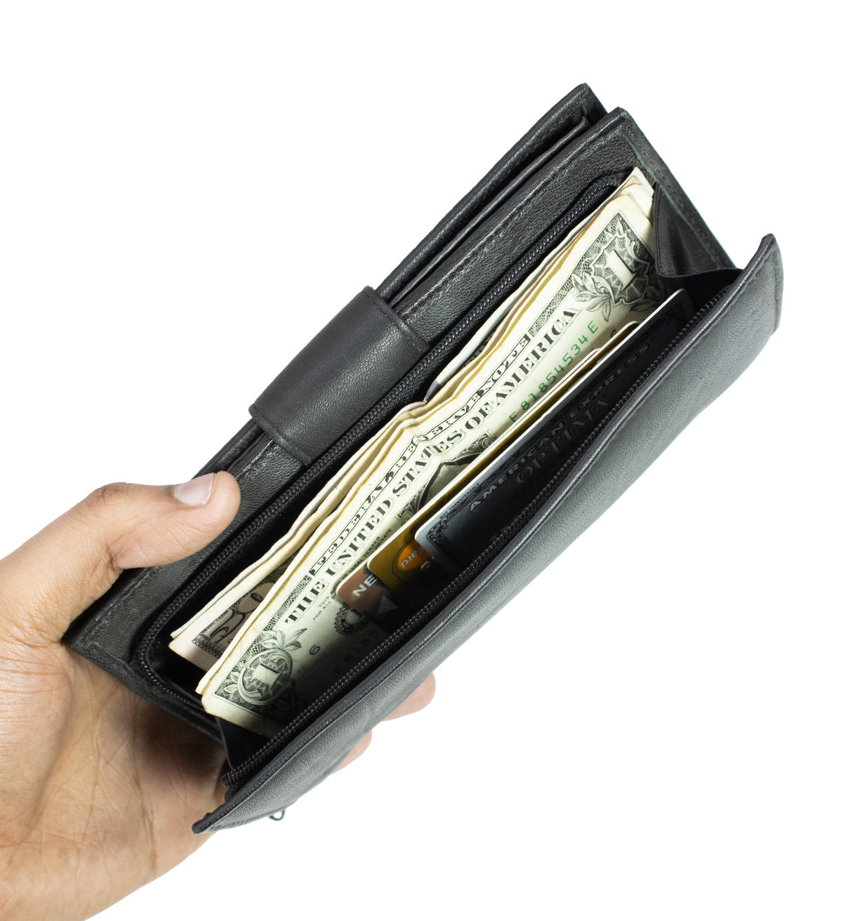 RFID Blocking Leather 2 Zip Wallet for Women Credit Card Holder Accordion Organizer Wallet