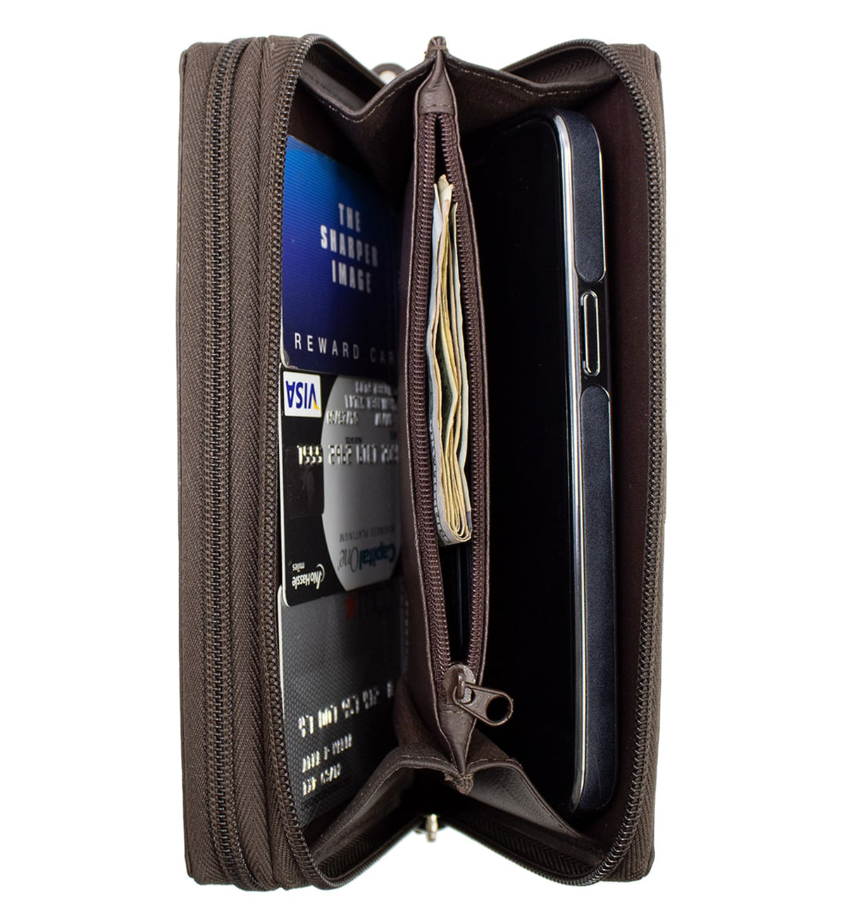 RFID Blocking Leather 2 Zip Wallet Women Credit Card Holder Accordion Organizer Wallet