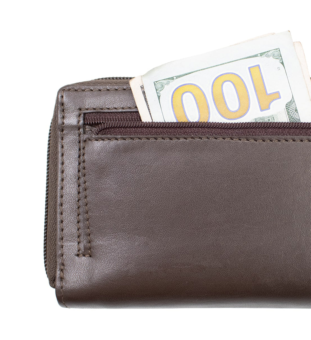 RFID Blocking Leather 2 Zip Wallet Women Credit Card Holder Accordion Organizer Wallet