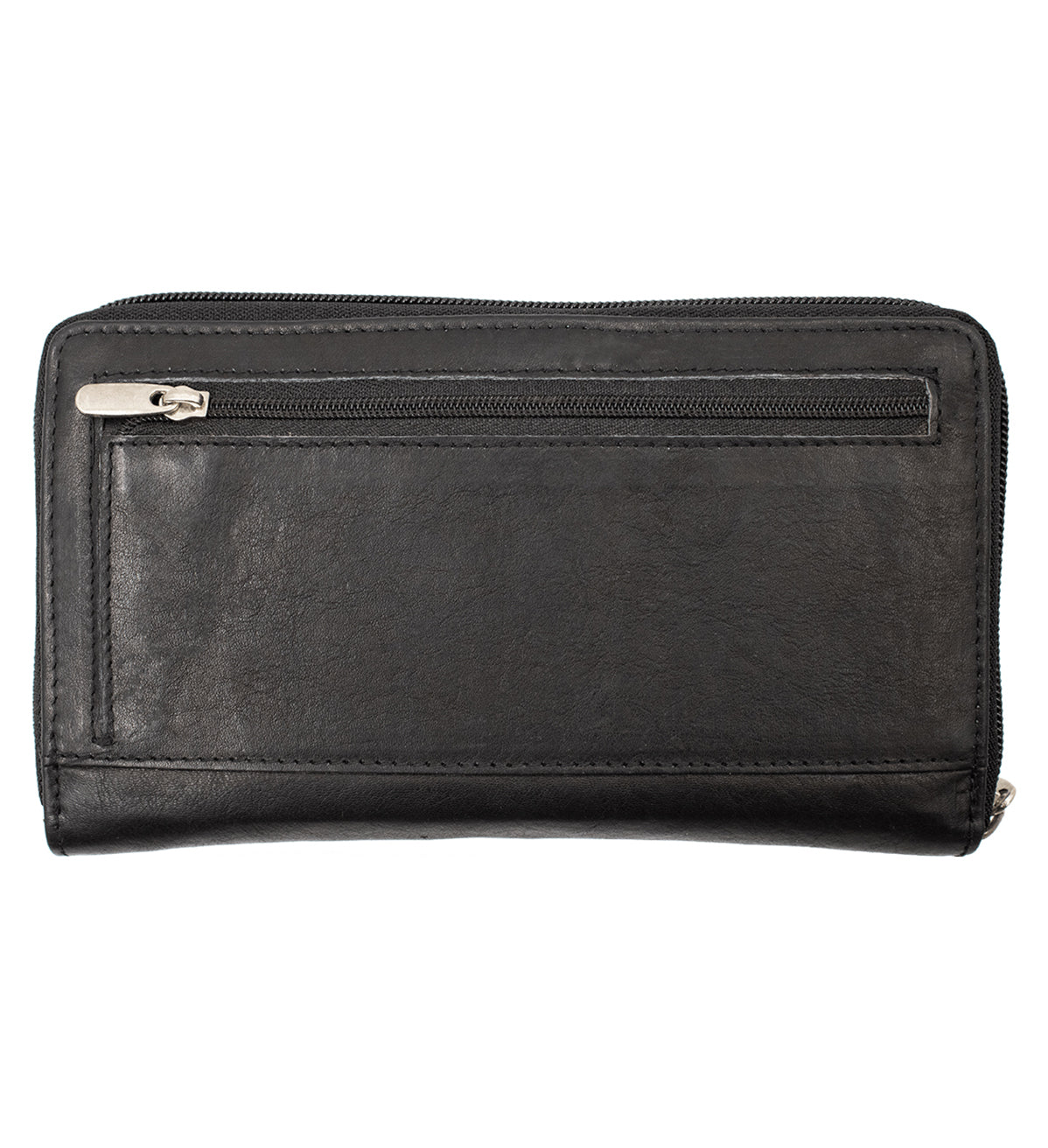 RFID Blocking Leather 2 Zip Wallet for Women Credit Card Holder Strap Closed Organizer Wallet