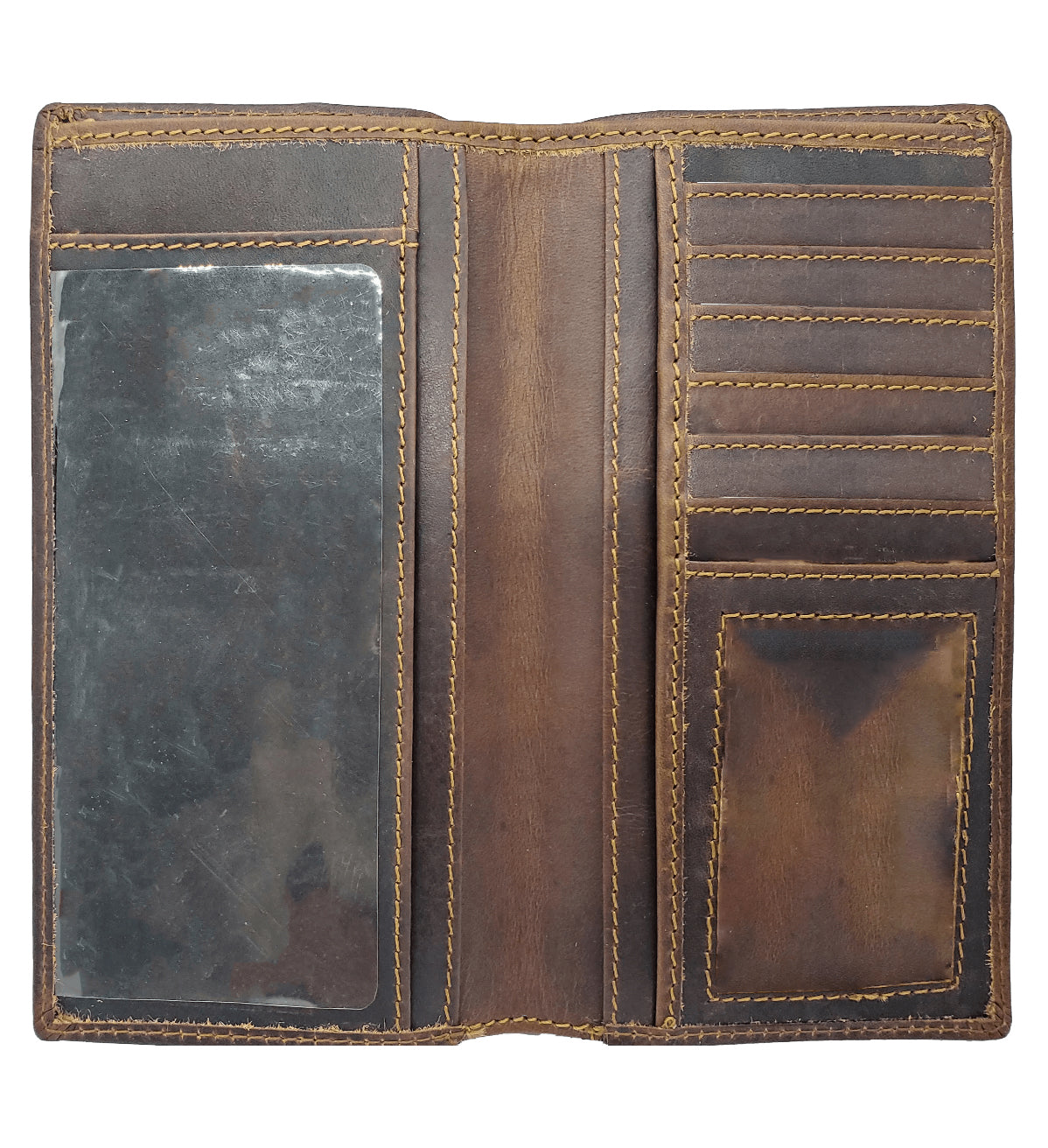 Hunter Brown RFID Blocking Genuine Leather ID Card Checkbook Cover Holder Thin Wallet Men Women