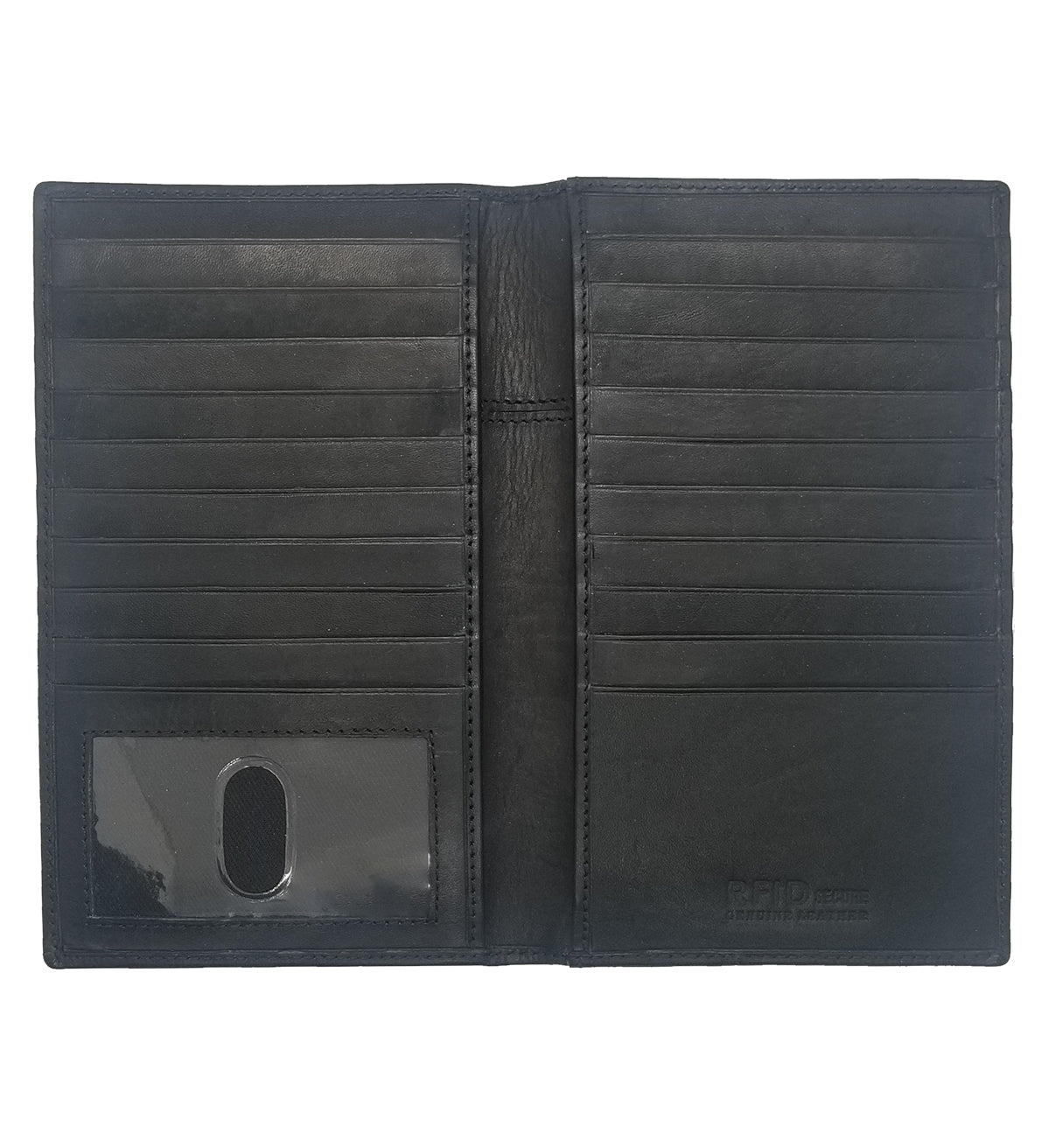 RFID Blocking Leather Checkbook Cover Men's Secretary Wallet 19 Card Holder High Capacity