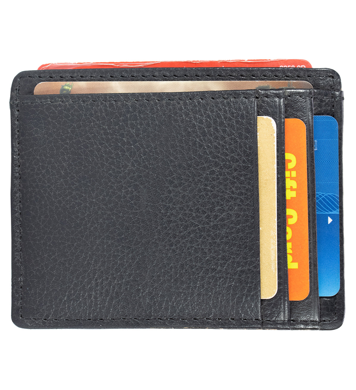 BLACK GENUINE LEATHER MEN'S WALLET ID Credit Card Thin Holder Minimalist Ultra Thin Billfold