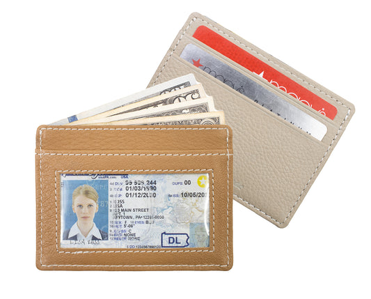 RFID Blocking Genuine Leather Slim Wallet 2 Credit Card Case Minimalist Front Pocket ID Holder