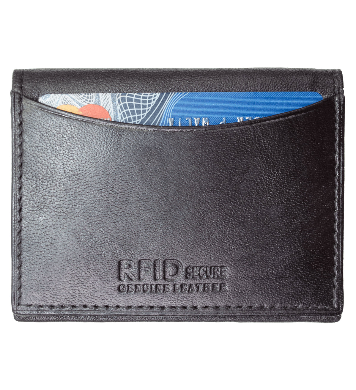 RFID Blocking Men's Genuine Leather 2 License Card Bifold Card Holder Wallet