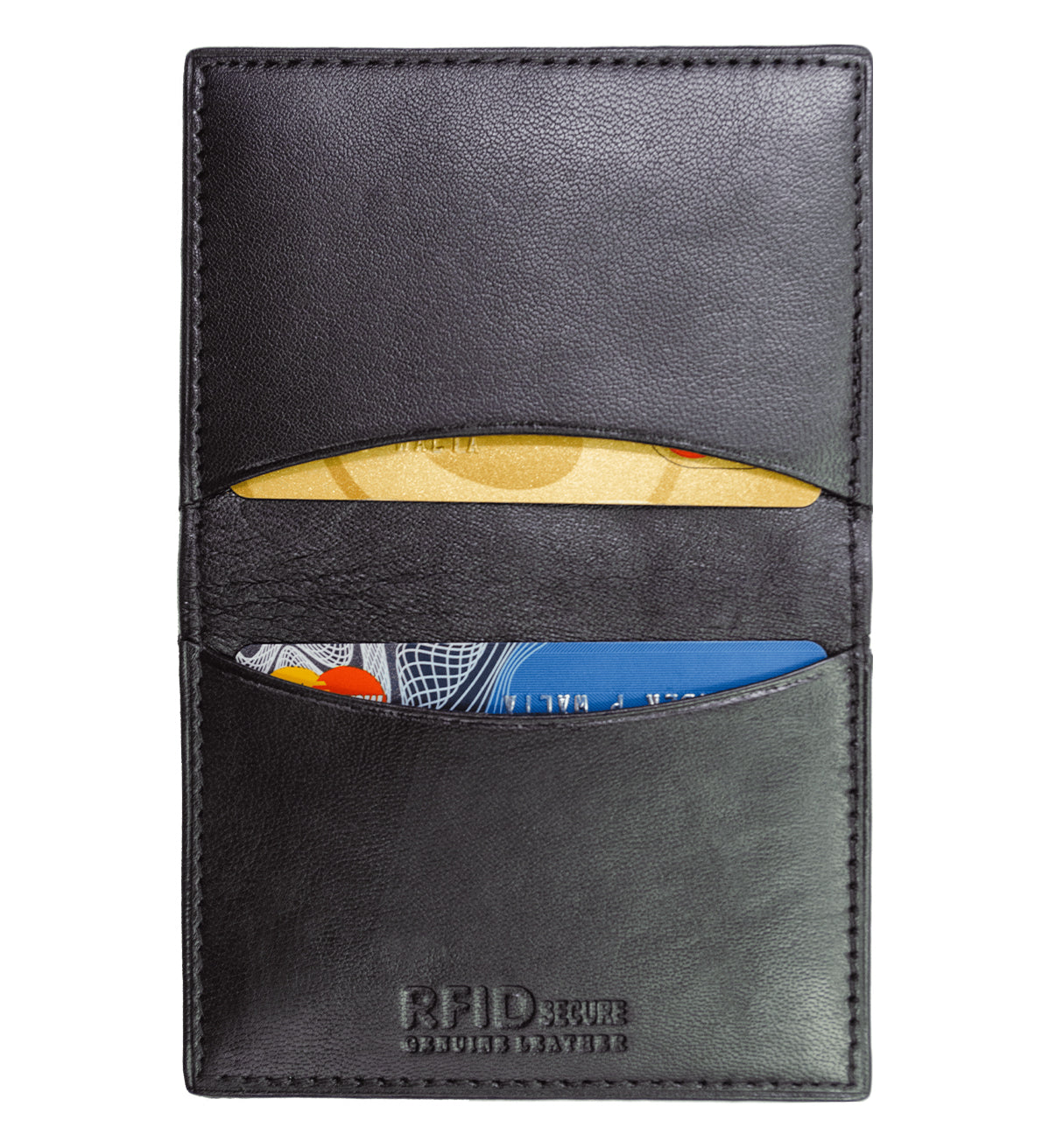 RFID Blocking Men's Genuine Leather 2 License Card Bifold Card Holder Wallet