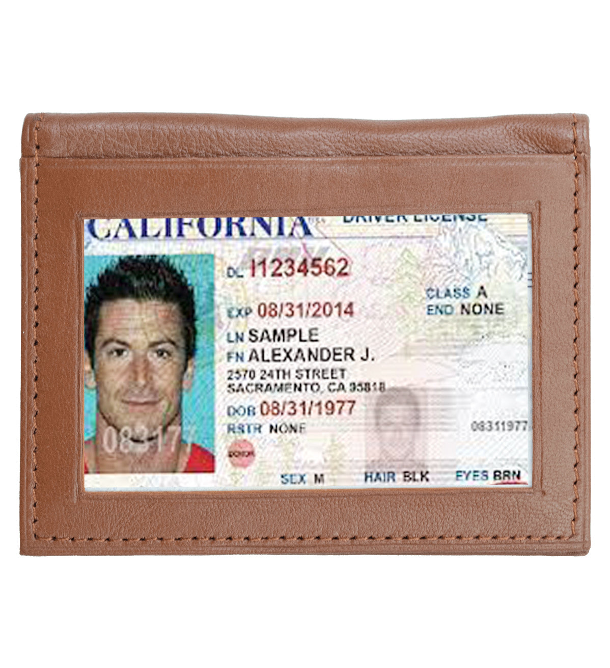 RFID Blocking Men's Genuine Leather 3 License Card Bifold Card Holder Wallet
