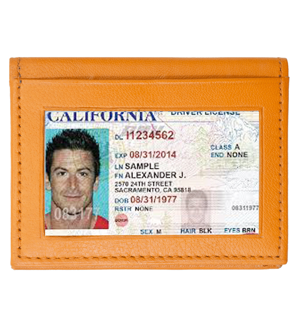 Genuine Leather Leather Credit Card ID Badge Mini Wallet Bifold Driver's License Holder