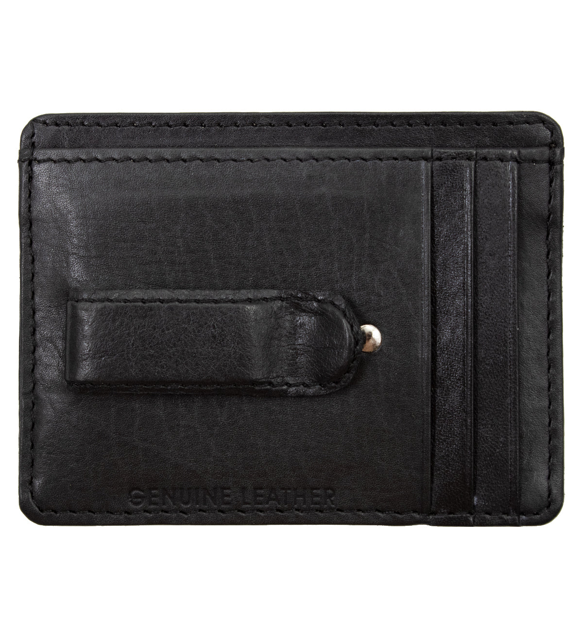 RFID Blocking Black Leather Men's Money Clip ID Badge Holder Wallet Flat Thin Front Pocket