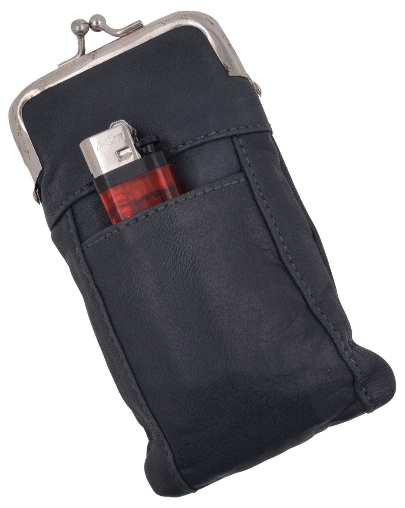 Genuine Leather Cigarette Lighter Hard Case Holder Utility Pocket