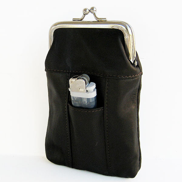 Genuine Leather Cigarette Soft Case Small Lighter Tobacco Holder for Men Women