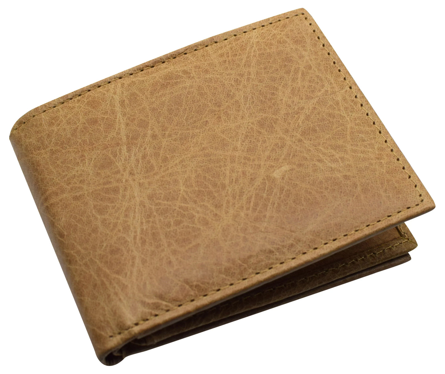 RFID Blocking Vintage Leather Bifold Wallet Flap Open ID Holder