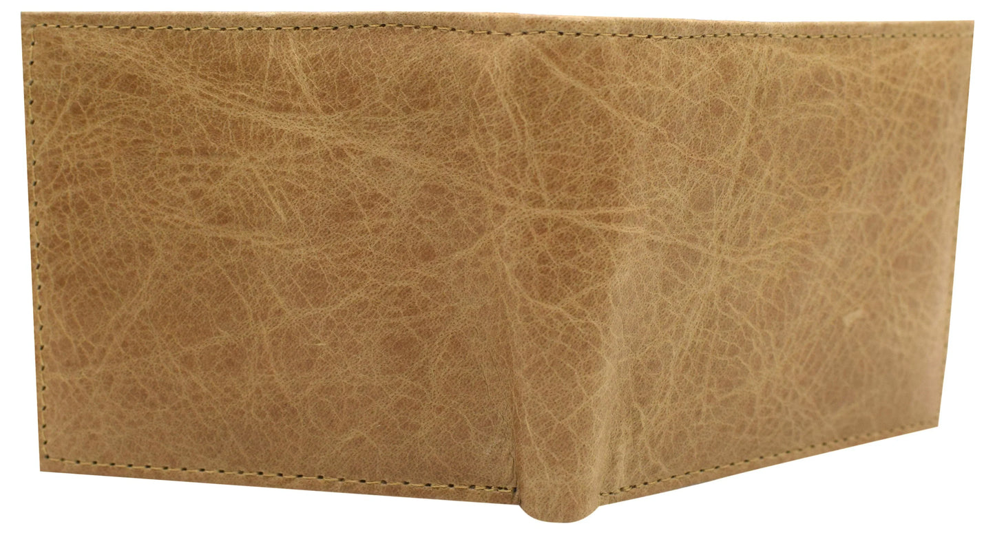 RFID Blocking Vintage Leather Bifold Wallet Flap Open ID Holder