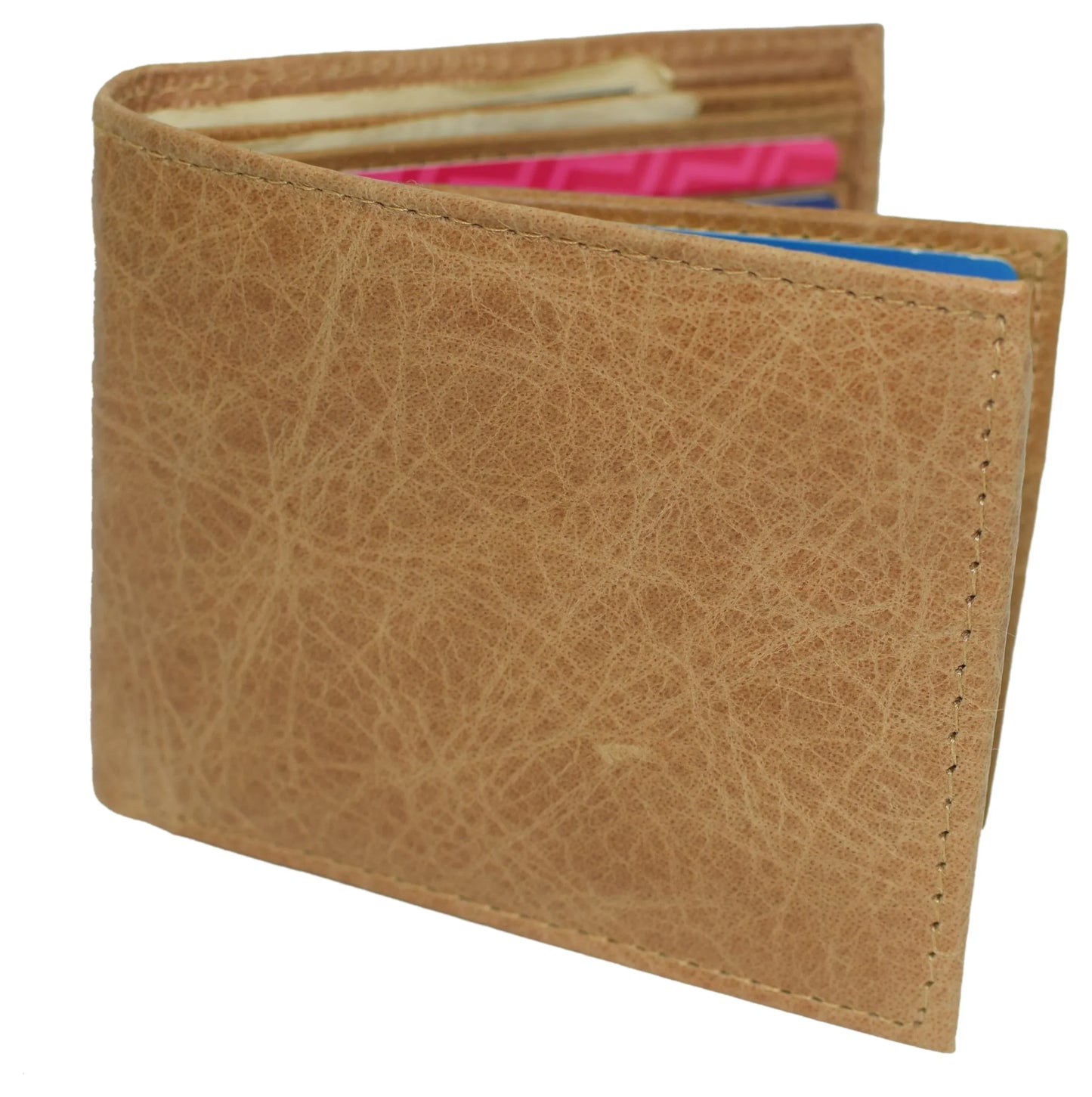 RFID Blocking Vintage Leather Bifold Wallet Flap Open ID Holder