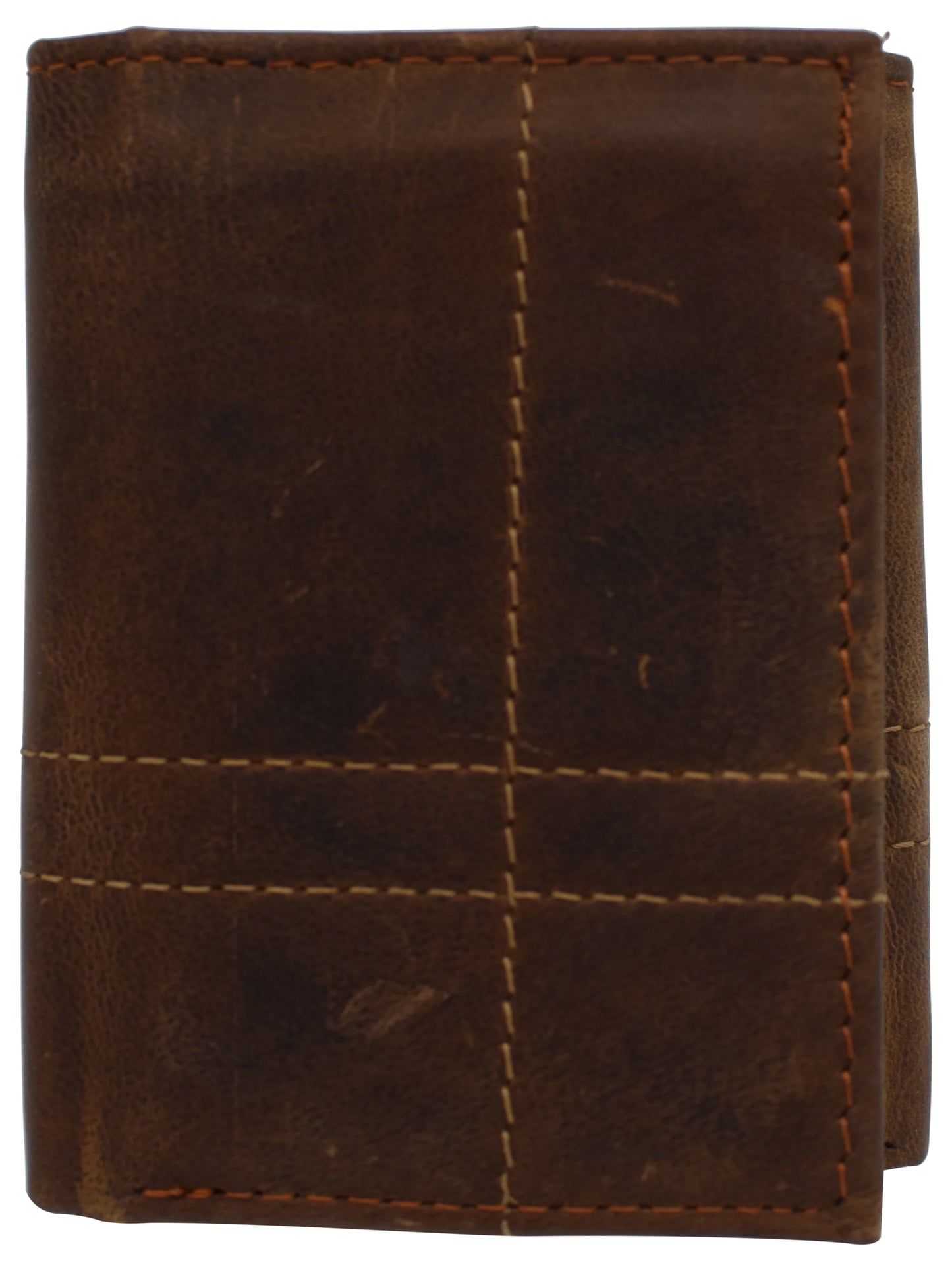 RFID Blocking Hunter Brown Vintage Distressed Leather Trifold Wallet