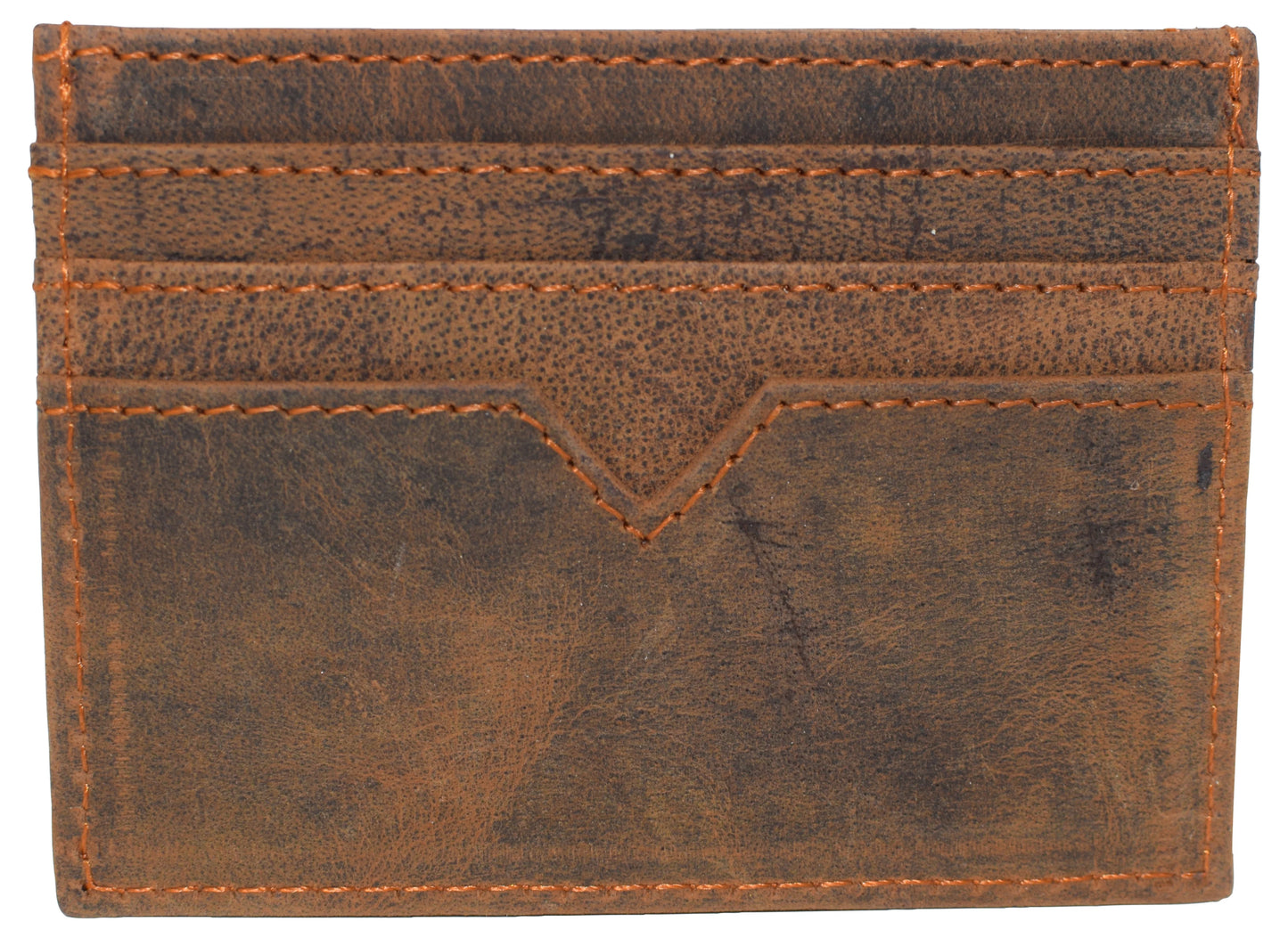Vintage Hunter Brown Leather Men's Slim Minimalist Card Holder Wallet Case New