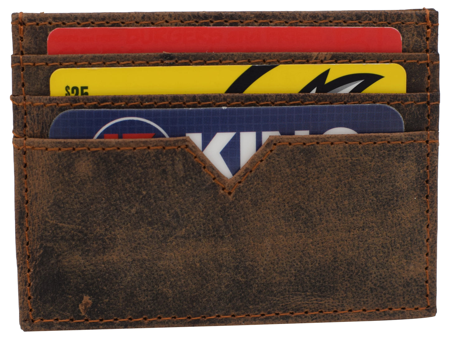 Vintage Hunter Brown Leather Men's Slim Minimalist Card Holder Wallet Case New