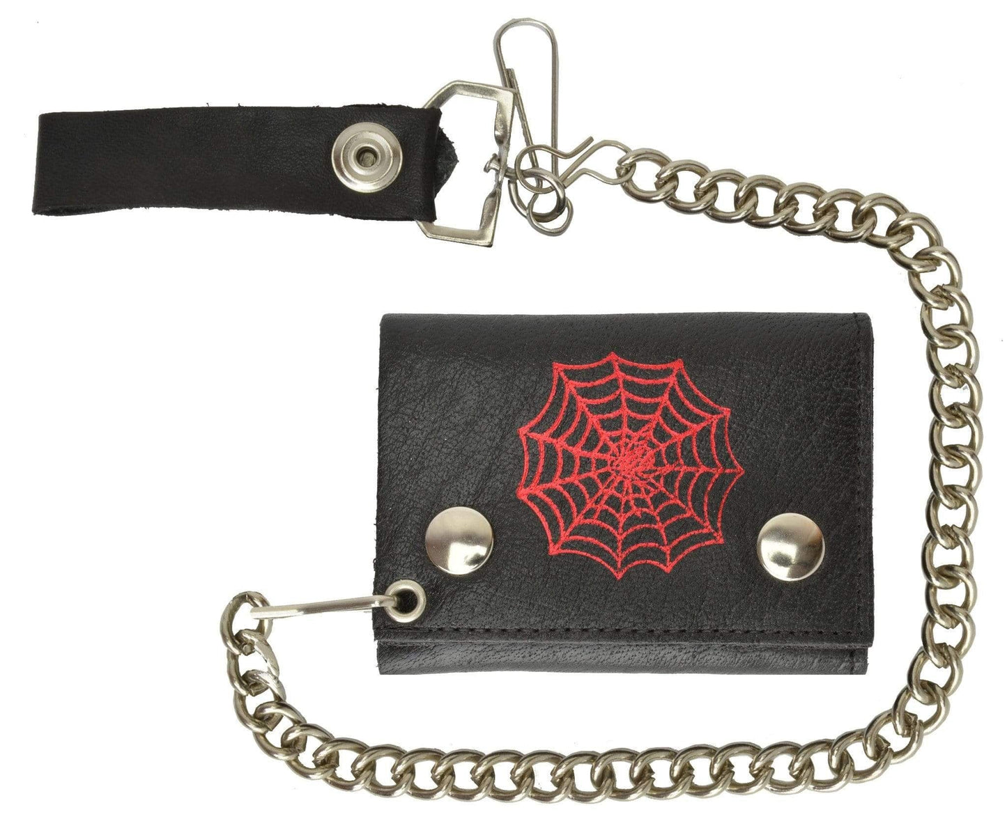Men's Leather Biker Wallet Steel Chain Trucker Motorcyclist Novelty Print