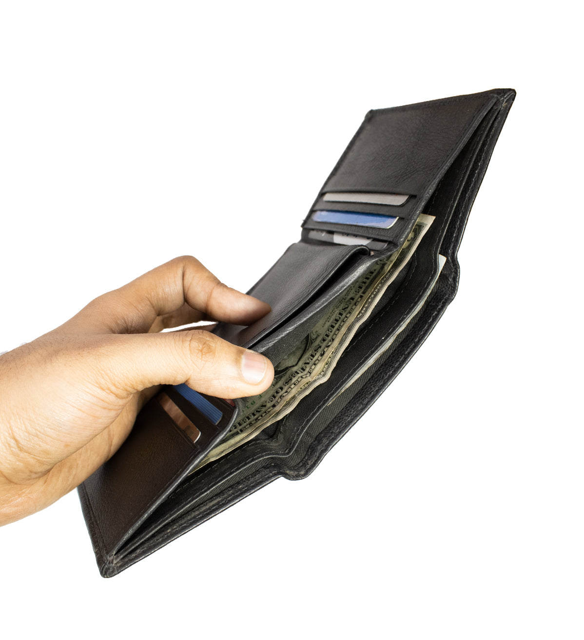 RFID Blocking Black Leather Men's ID Badge Wallet License Shield Holder