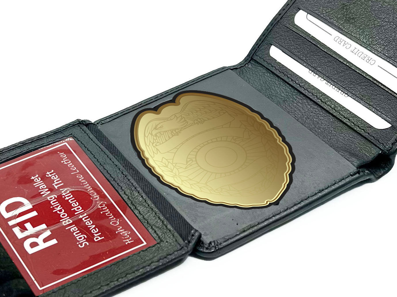 RFID Blocking Heart Shield Badge Credit Card ID Holder Bifold Men's Wallet