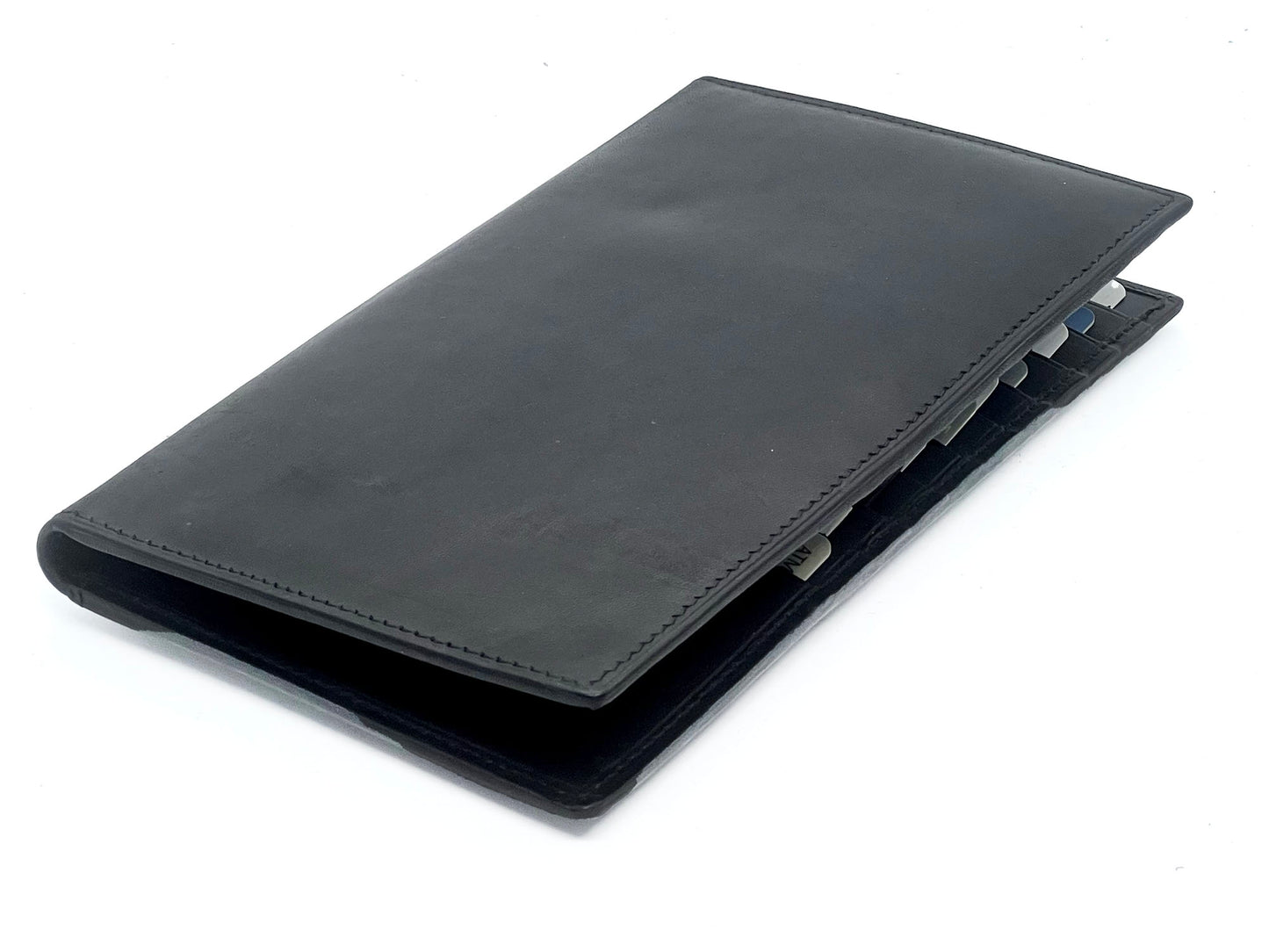 RFID Blocking Leather Checkbook Cover Men's Secretary Wallet 19 Card Holder High Capacity