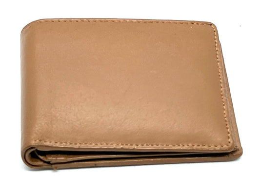 Tan RFID Blocking Premium Leather enter Flap Bifold Wallet