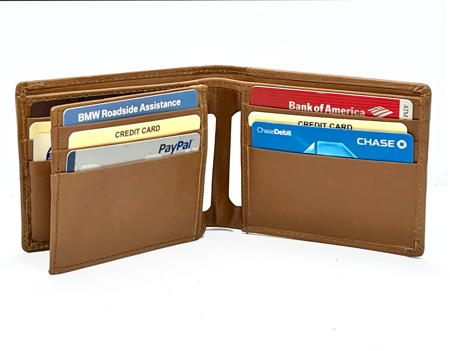 Tan RFID Blocking Premium Leather enter Flap Bifold Wallet