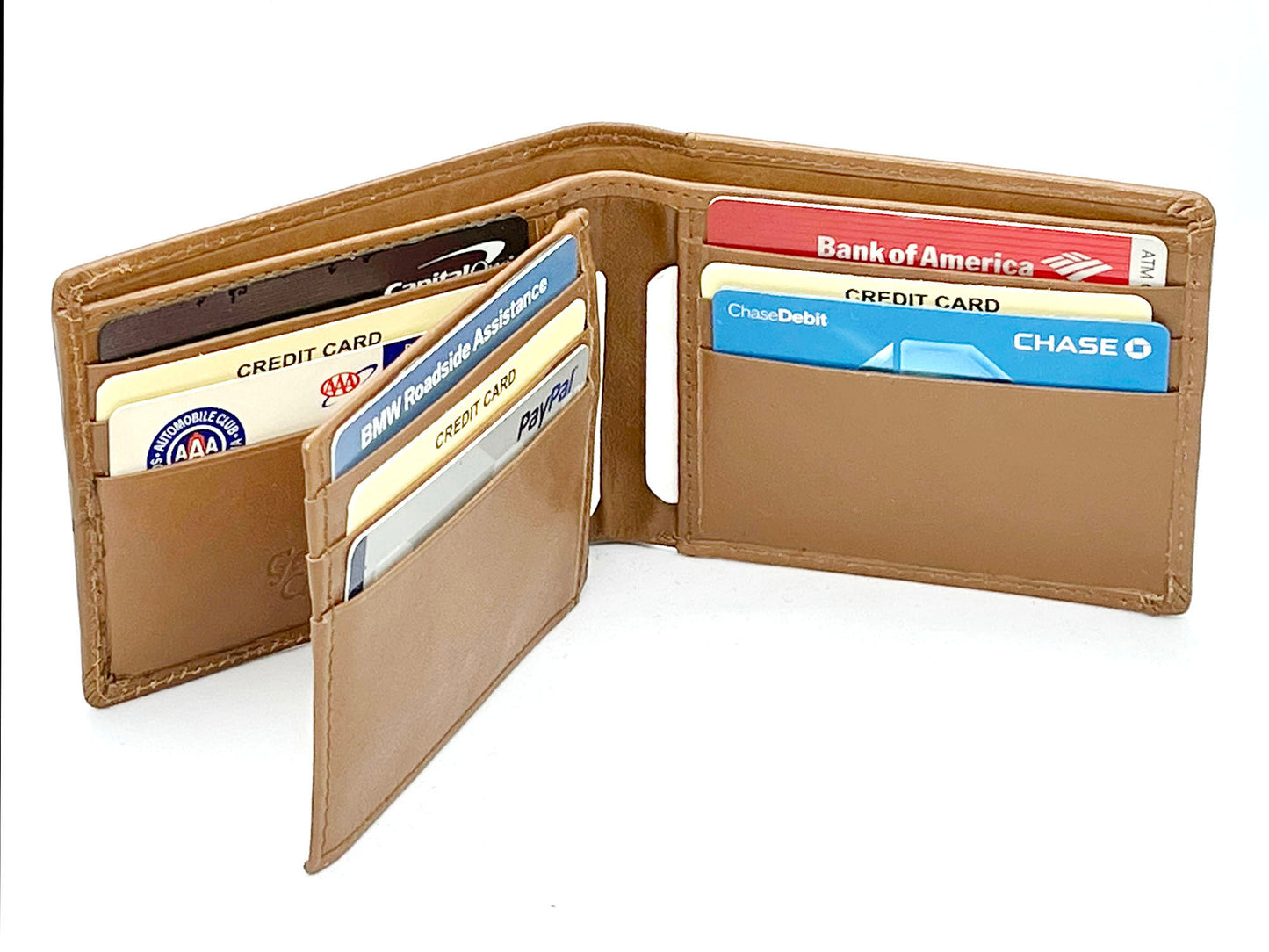 Tan RFID Blocking Premium Leather enter Flap Bifold Wallet