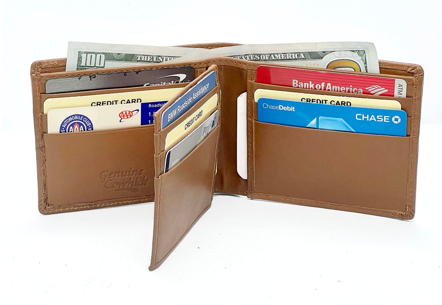 Tan RFID Blocking Premium Leather enter Flap Bifold Wallet