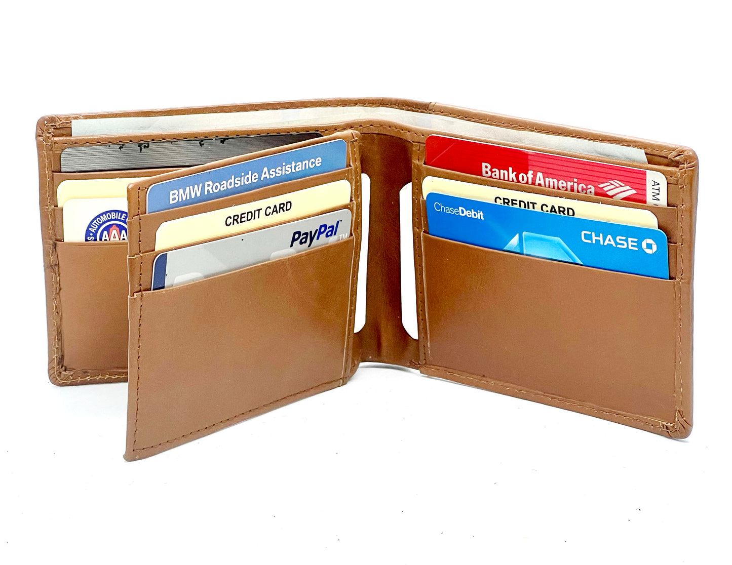 Tan RFID Blocking Premium Leather enter Flap Bifold Wallet