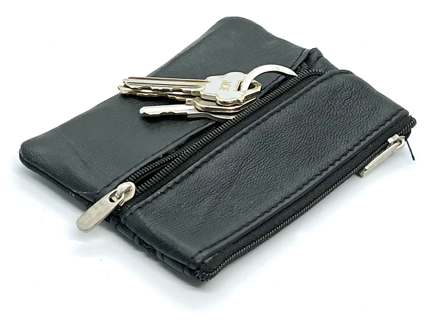 Genuine Leather Coin Purse ID Credit Card Holder Keychain Key Ring