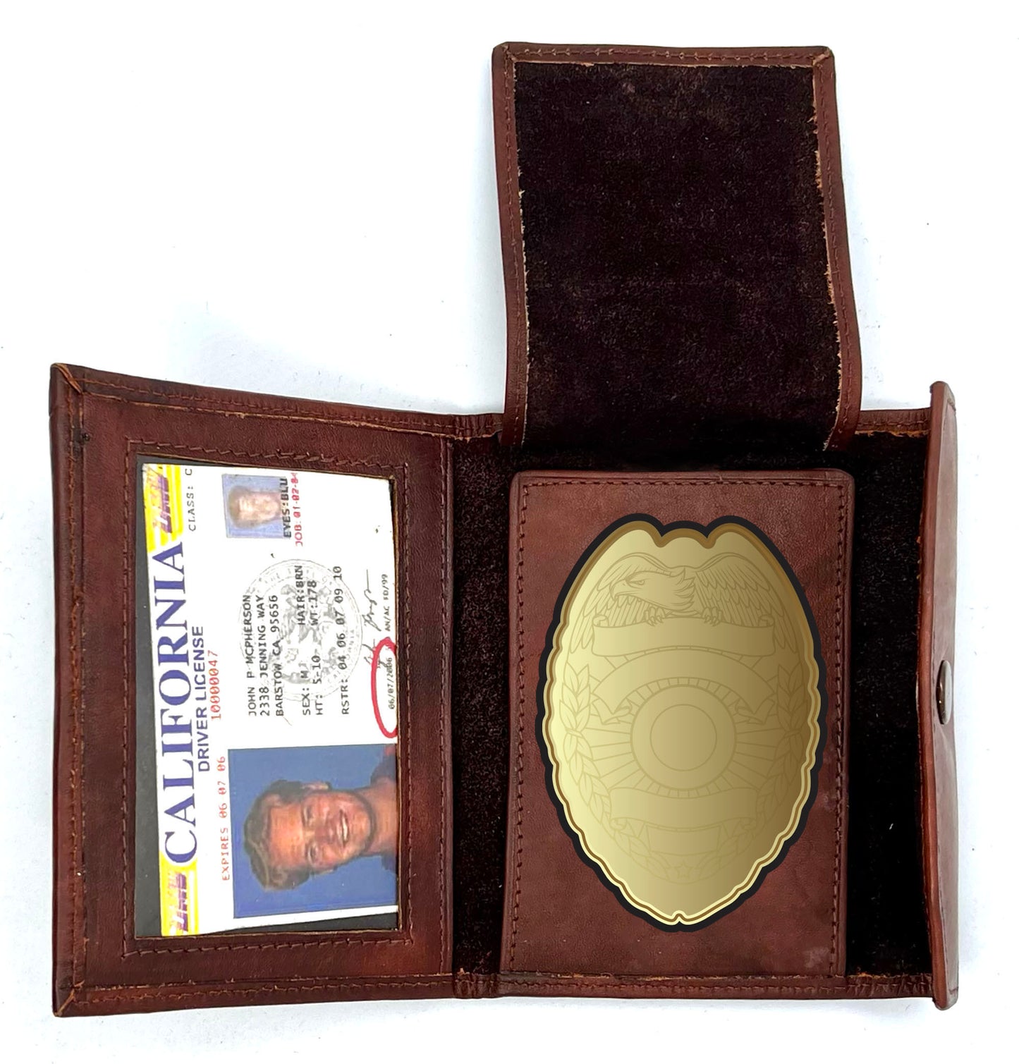 RFID Blocking Black Leather Men's Conceal Carry Badge Wallet License Universal Shield