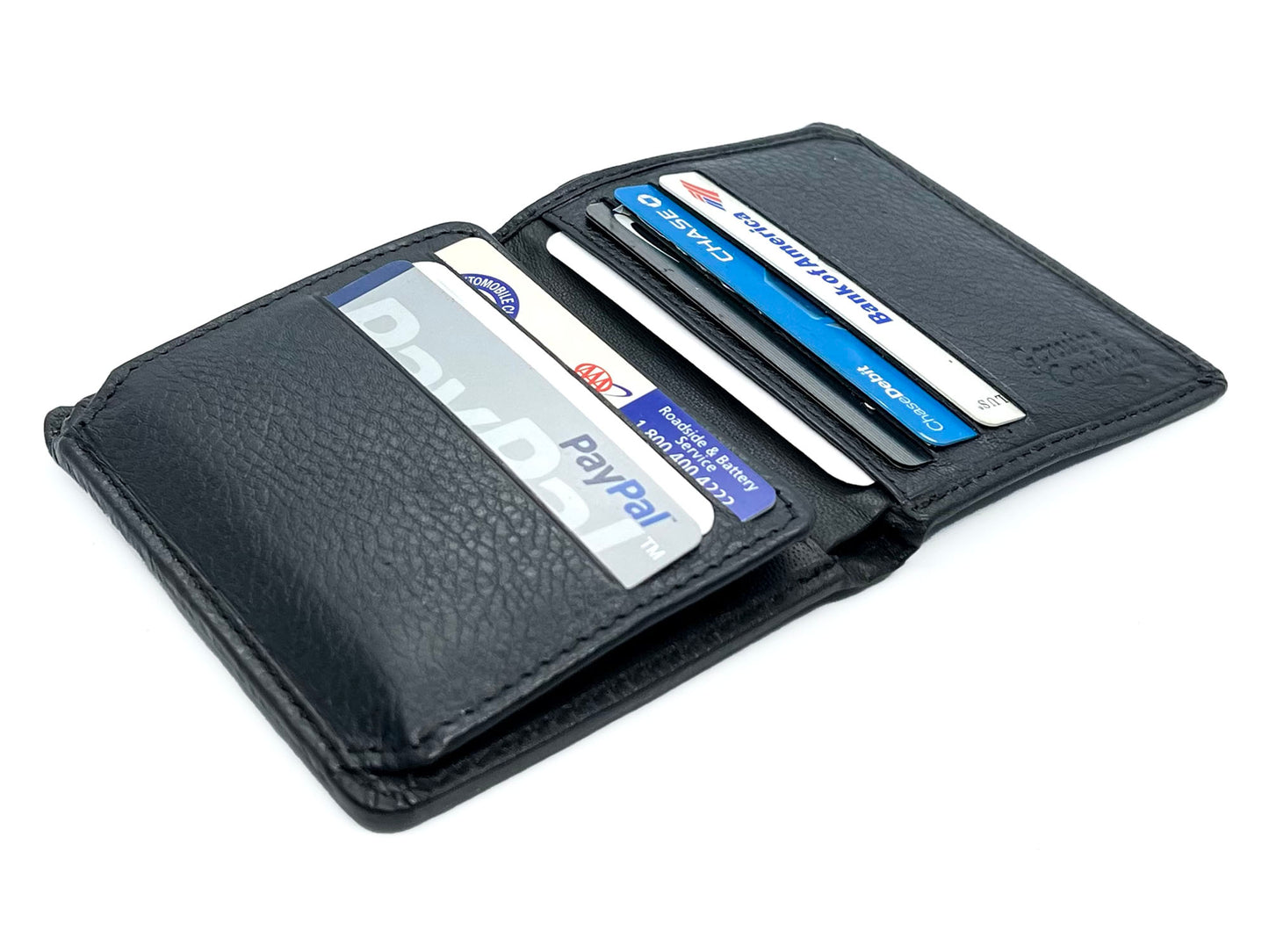 RFID Blocking Black Leather Men's Conceal Carry Badge Wallet License Security 12 Point Star Shield badge