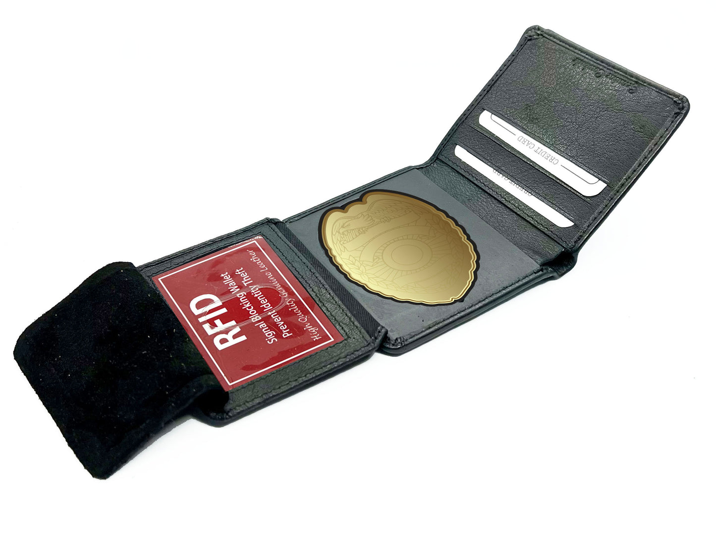 RFID Blocking Heart Shield Badge Credit Card ID Holder Bifold Men's Wallet