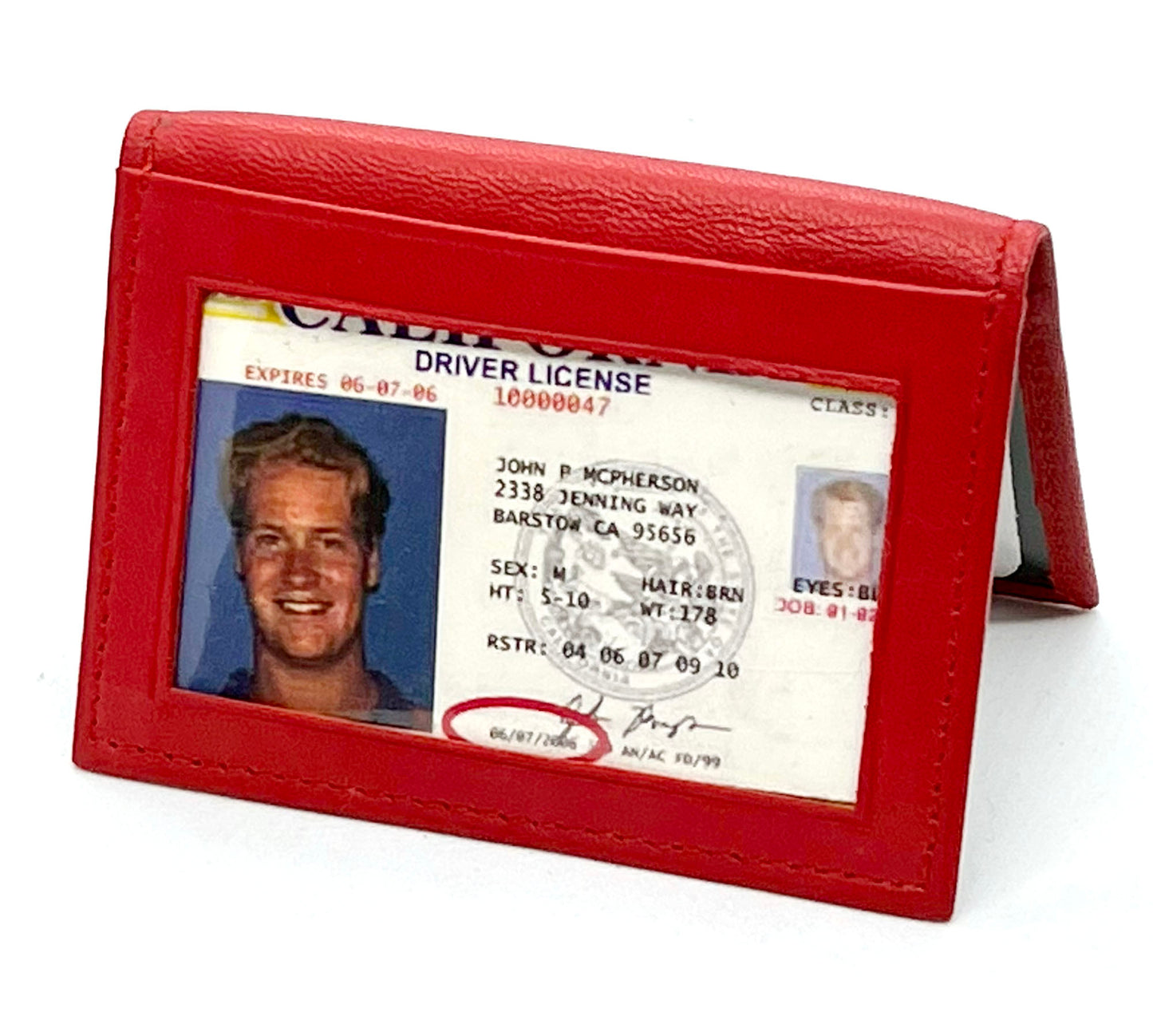 Genuine Leather Leather Credit Card ID Badge Mini Wallet Bifold Driver's License Holder