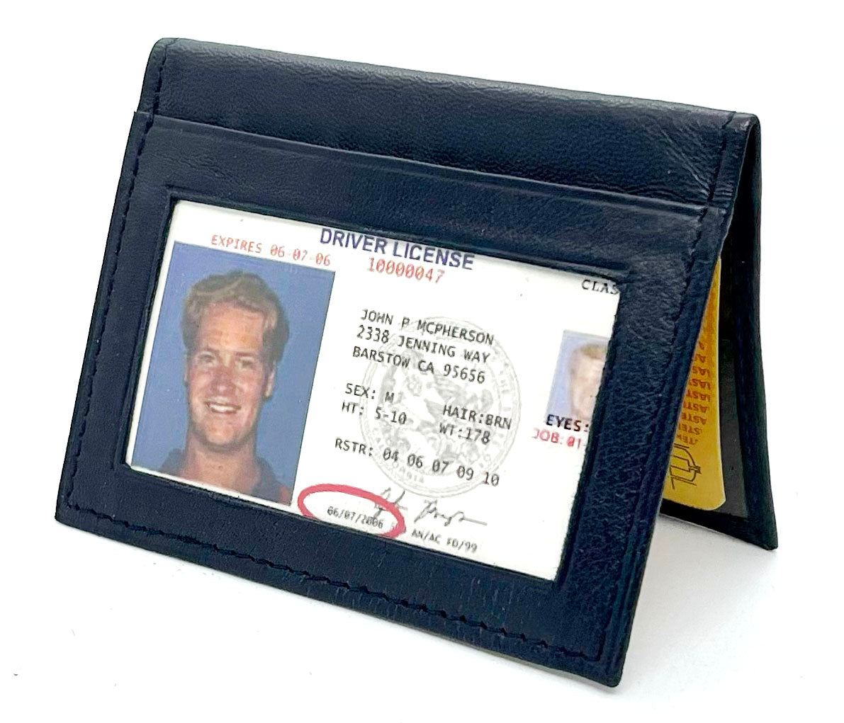 Genuine Leather Leather Credit Card ID Badge Mini Wallet Bifold Driver's License Holder