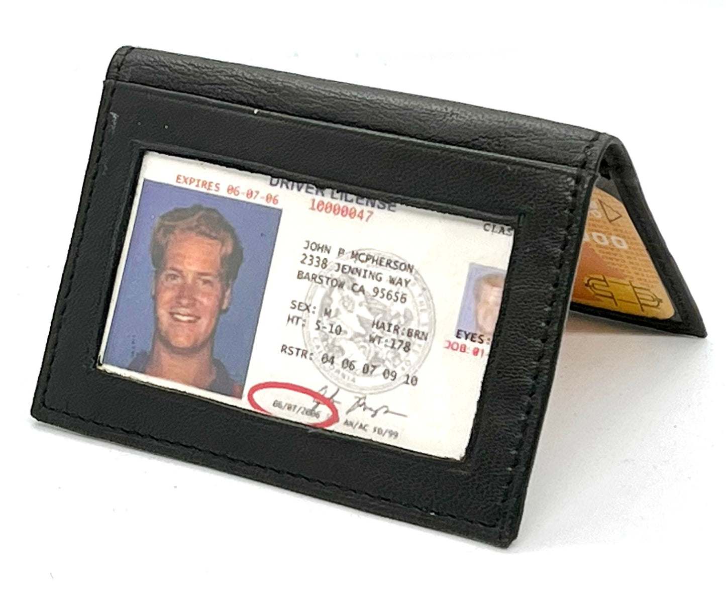 Genuine Leather Leather Credit Card ID Badge Mini Wallet Bifold Driver's License Holder