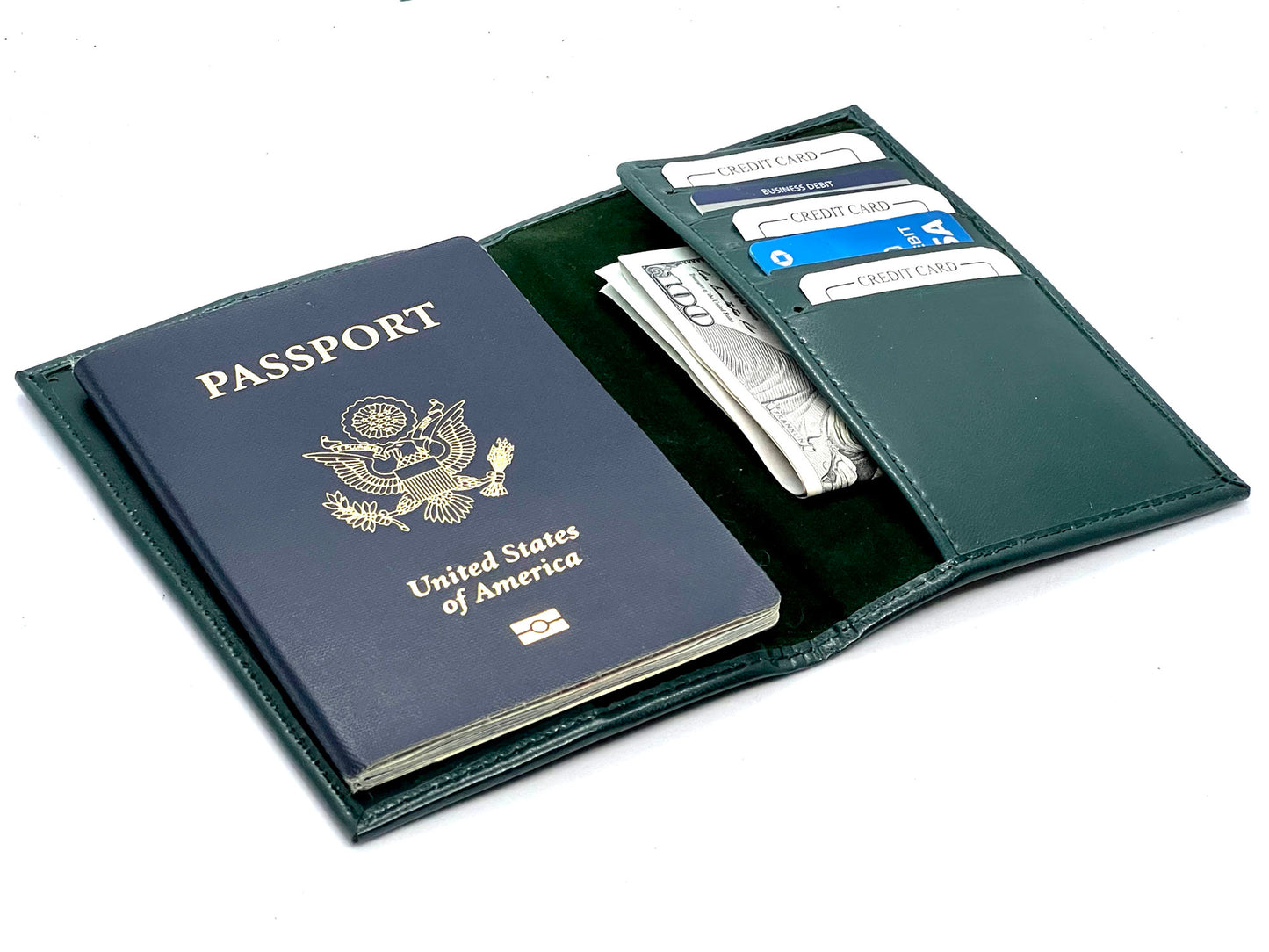 Genuine Leather Passport Cover Travel Document Holder ID Card Wallet