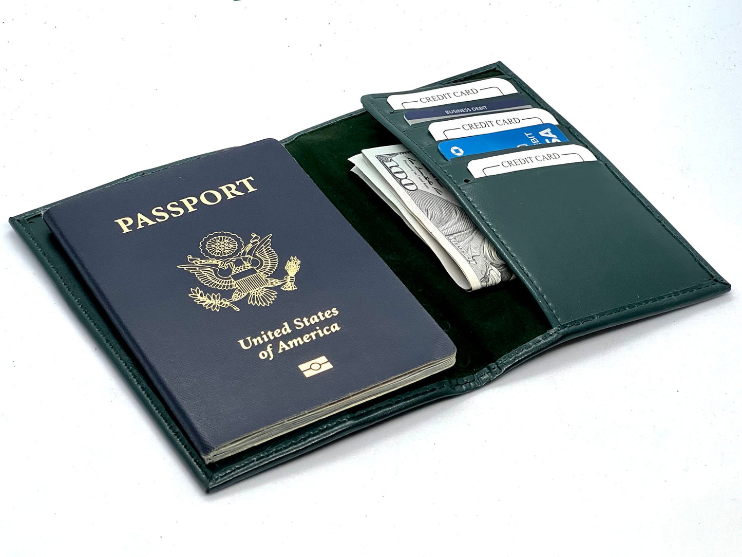 Genuine Leather Passport Cover Travel Document Holder ID Card Wallet