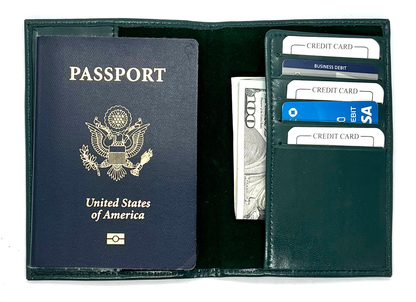 Genuine Leather Passport Cover Travel Document Holder ID Card Wallet