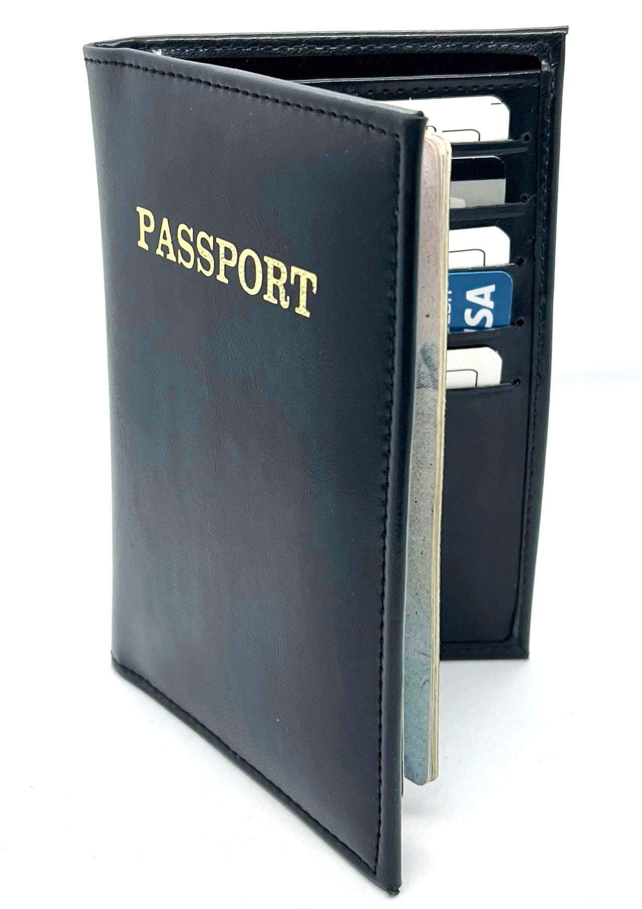 RFID Blocking Leather Passport Cover Credit Card ID Travel Wallet