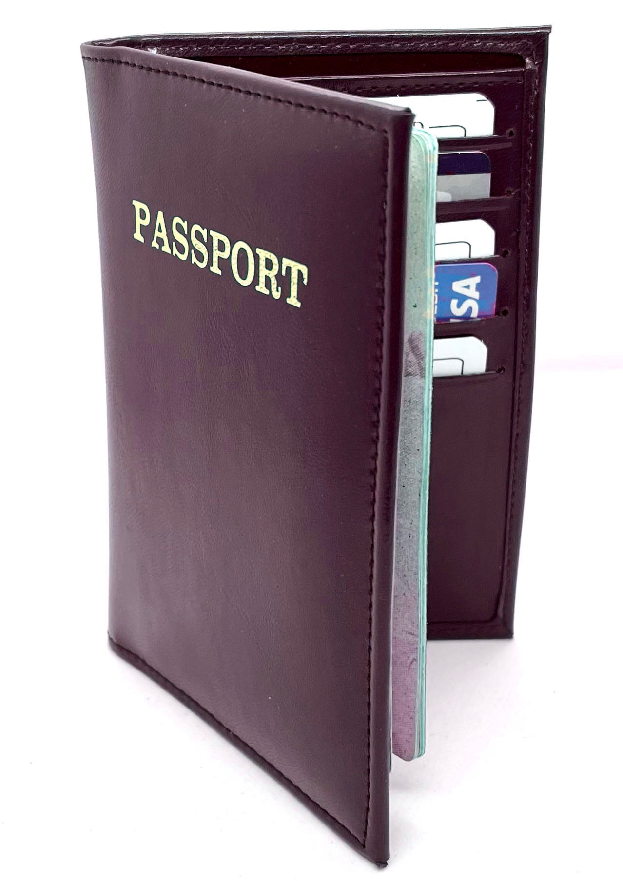 RFID Blocking Leather Passport Cover Credit Card ID Wallet
