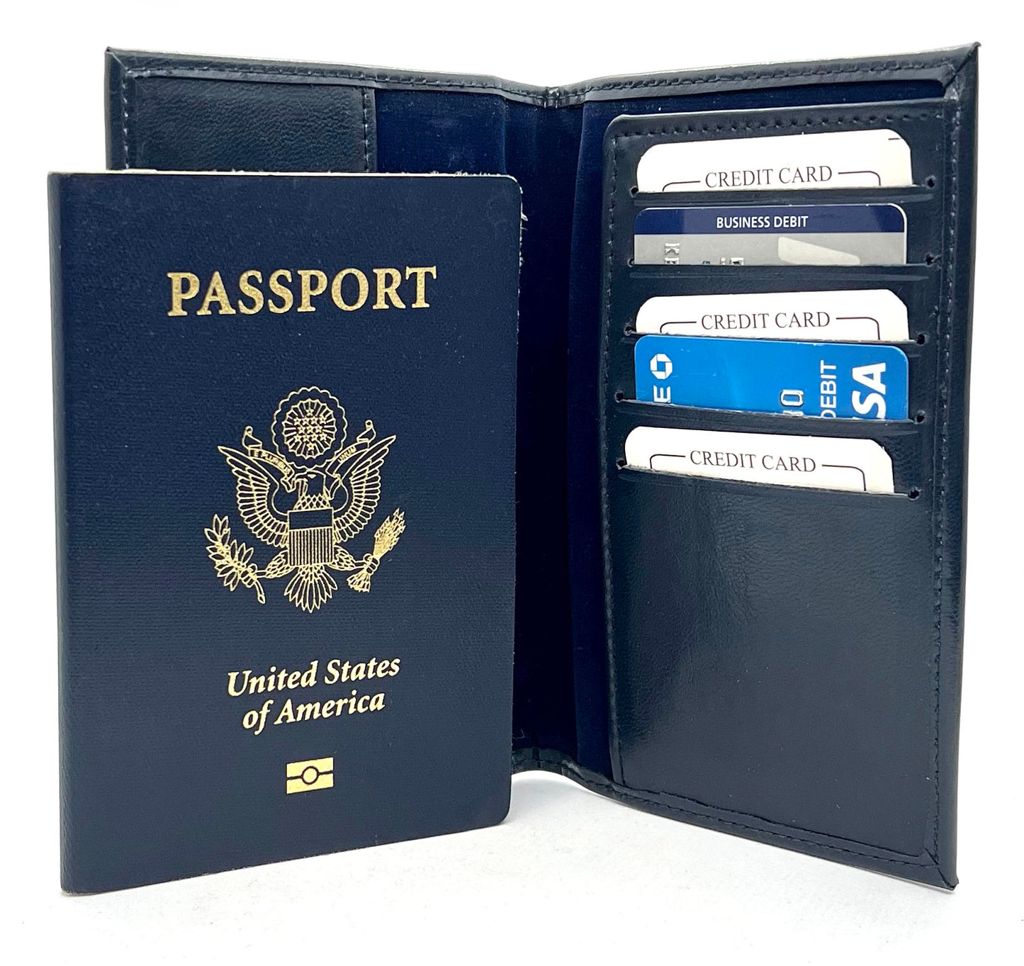 Genuine Leather Passport Cover Travel Document Holder ID Card Wallet
