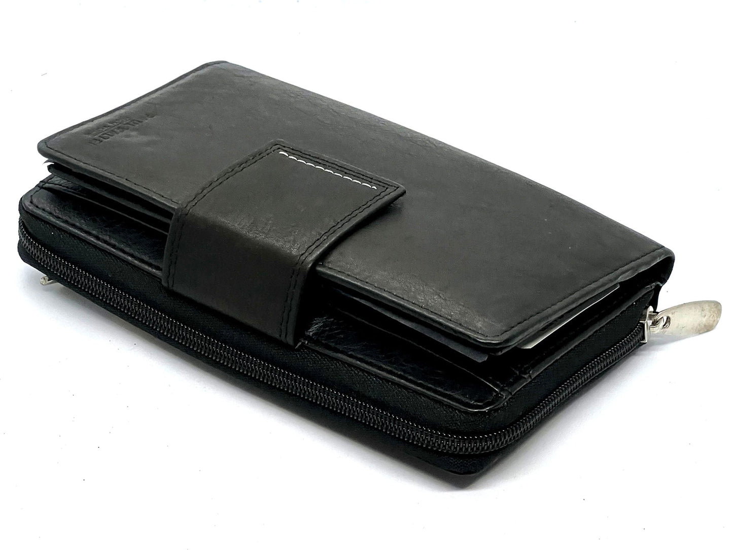 Black Leather Women's Clutch Wallet Checkbook Cover Card Secretary Organizer Premium Quality New