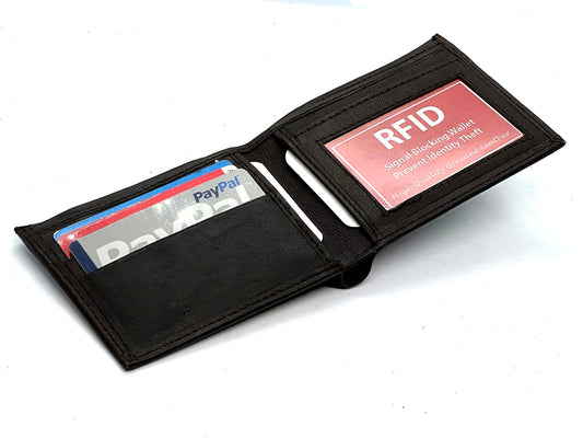 RFID Blocking Men's Leather Thin Bifold Front Pocket Wallet