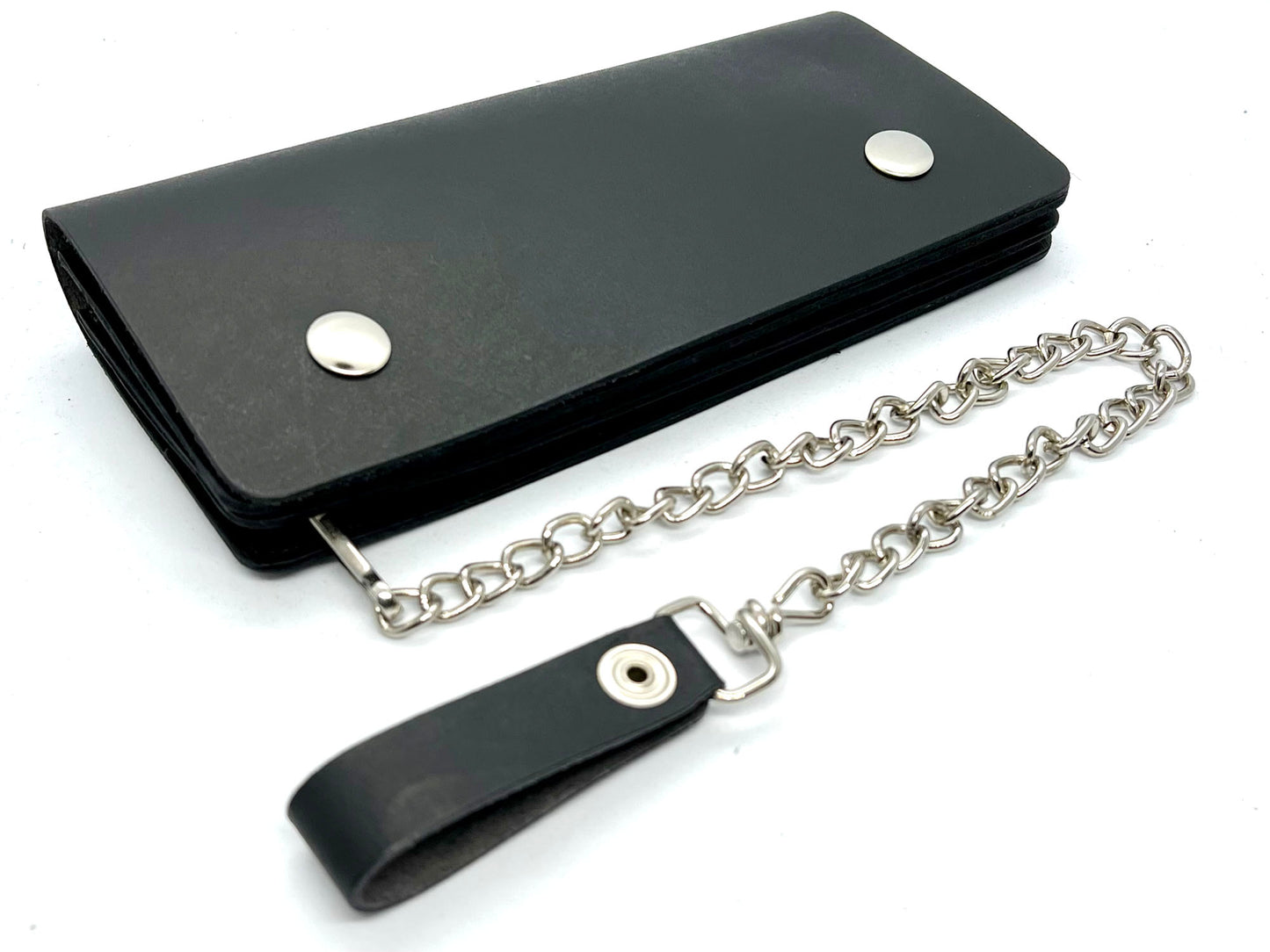 Genuine Leather Men's Biker's Long Wallet Trucker Motorcycle Trucker Steel Chain